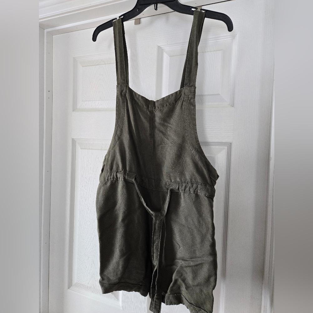 Express Linen Olive Green Jumpsuit Romper